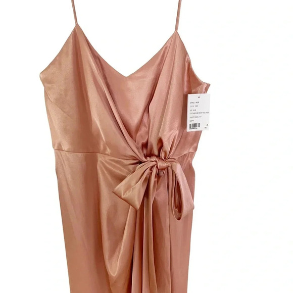 After Six Satin Tie Waist Sheath Bridesmaid Formal Dress Style 6828 Size 10 NWT - Picture 4 of 9